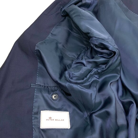 Peter Millar Men's Navy Blue Blazer Long Sleeve Classic 100% Wool Sz 42R - Picture 13 of 16